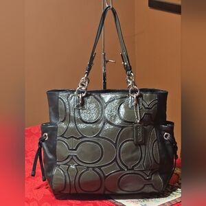 Coach Colette Patent Leather C Signature Overlay